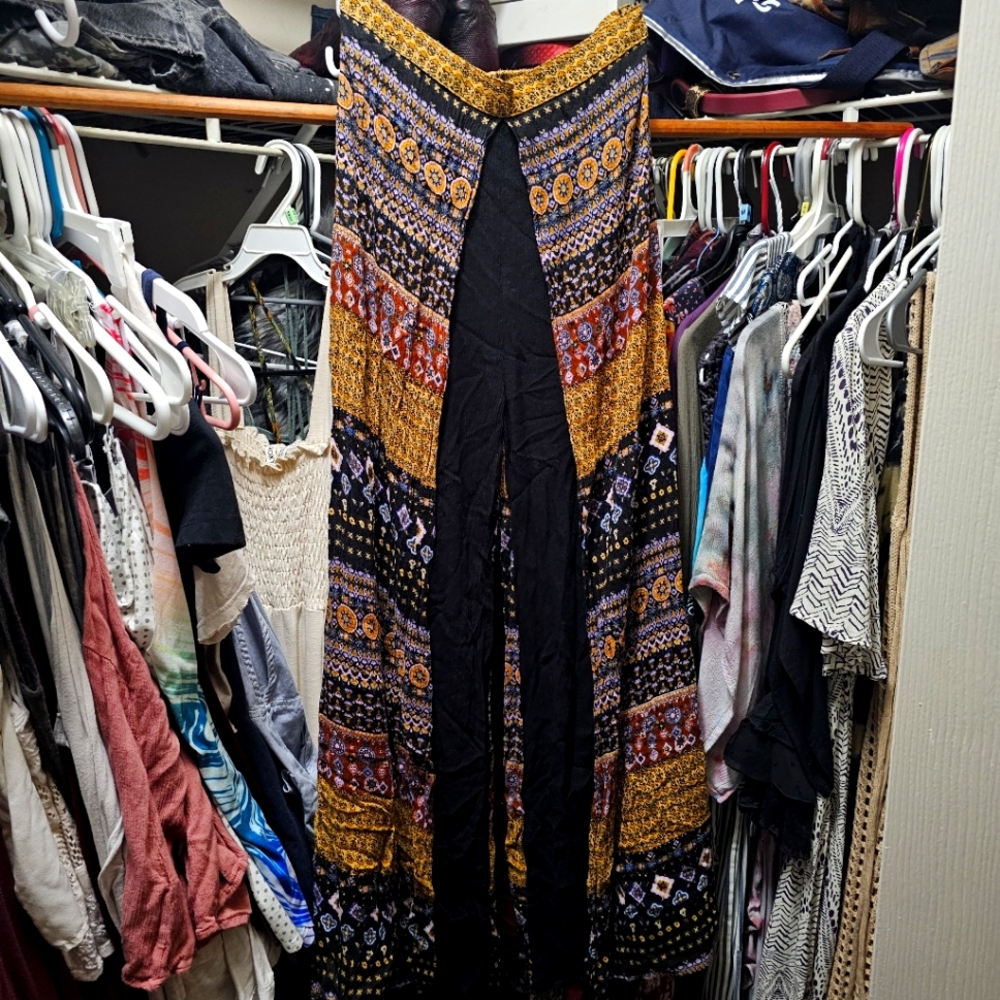 Multi-color & Black Earthbound Small Faux Wrap Pants